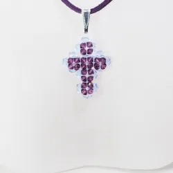 Pendant 30cm - Trina-Purple Suedine - Pendant 30cm - Laiton argenté